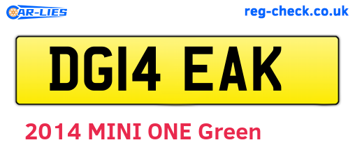 DG14EAK are the vehicle registration plates.