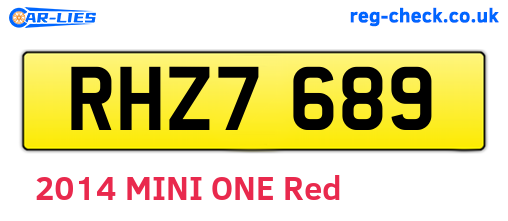 RHZ7689 are the vehicle registration plates.