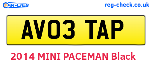 AV03TAP are the vehicle registration plates.