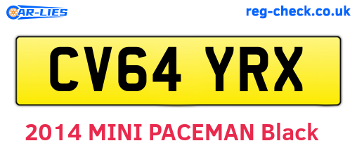 CV64YRX are the vehicle registration plates.
