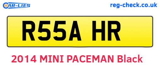 R55AHR are the vehicle registration plates.