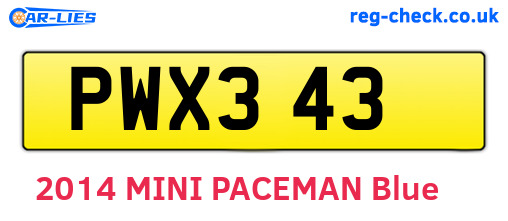 PWX343 are the vehicle registration plates.
