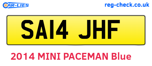 SA14JHF are the vehicle registration plates.