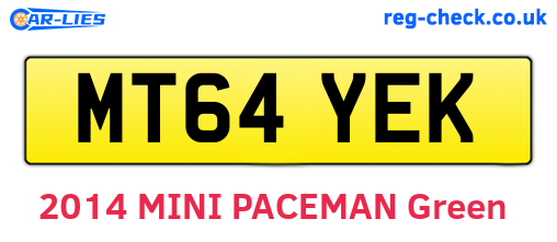 MT64YEK are the vehicle registration plates.