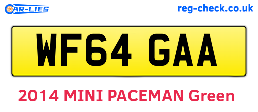 WF64GAA are the vehicle registration plates.