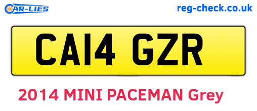 CA14GZR are the vehicle registration plates.