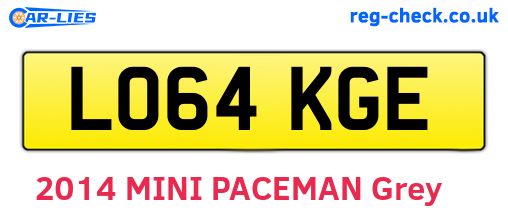 LO64KGE are the vehicle registration plates.
