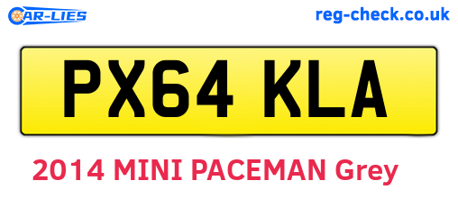 PX64KLA are the vehicle registration plates.