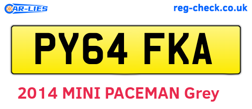 PY64FKA are the vehicle registration plates.