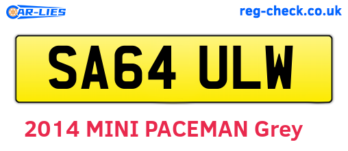 SA64ULW are the vehicle registration plates.