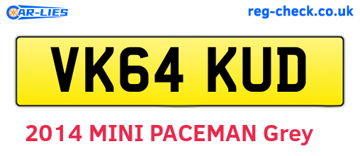 VK64KUD are the vehicle registration plates.