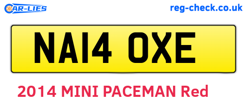 NA14OXE are the vehicle registration plates.