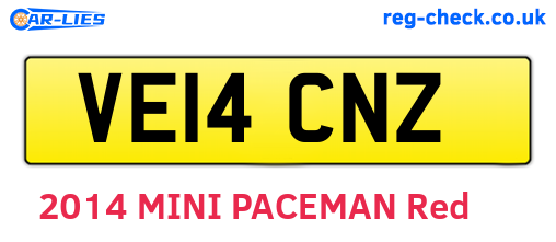 VE14CNZ are the vehicle registration plates.
