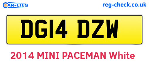 DG14DZW are the vehicle registration plates.
