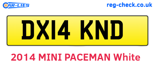 DX14KND are the vehicle registration plates.