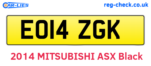 EO14ZGK are the vehicle registration plates.