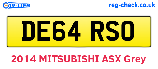 DE64RSO are the vehicle registration plates.