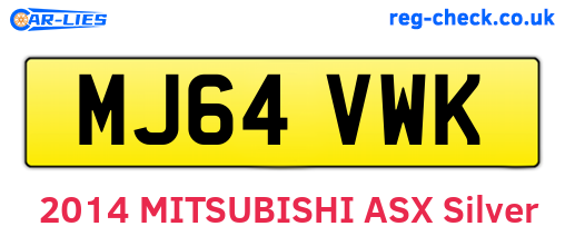 MJ64VWK are the vehicle registration plates.