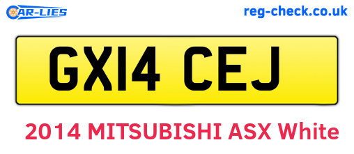GX14CEJ are the vehicle registration plates.