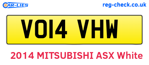 VO14VHW are the vehicle registration plates.