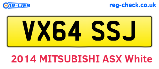VX64SSJ are the vehicle registration plates.