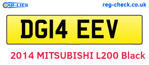 DG14EEV are the vehicle registration plates.