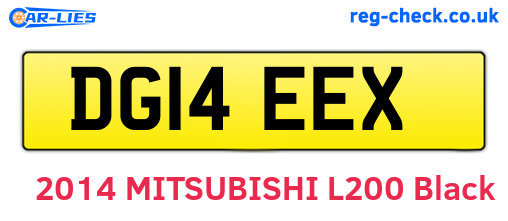 DG14EEX are the vehicle registration plates.