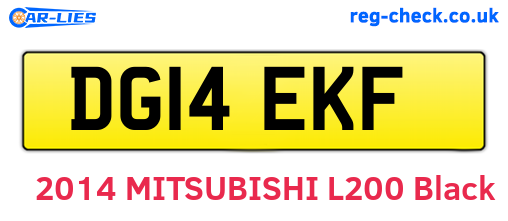 DG14EKF are the vehicle registration plates.