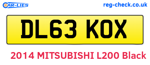 DL63KOX are the vehicle registration plates.