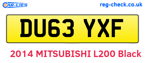 DU63YXF are the vehicle registration plates.