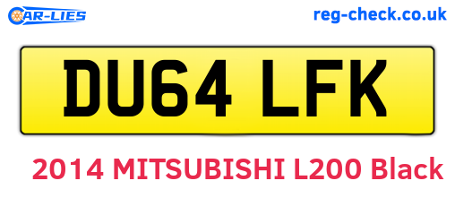 DU64LFK are the vehicle registration plates.