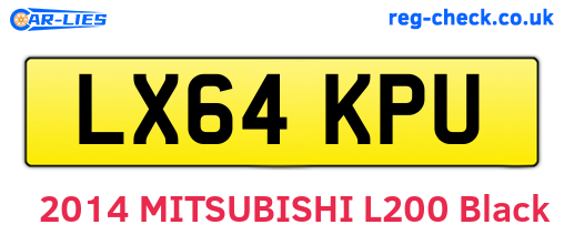 LX64KPU are the vehicle registration plates.