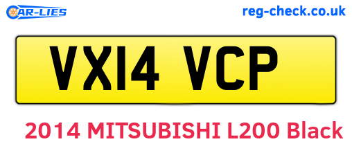 VX14VCP are the vehicle registration plates.