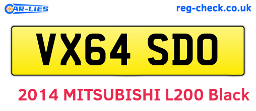 VX64SDO are the vehicle registration plates.