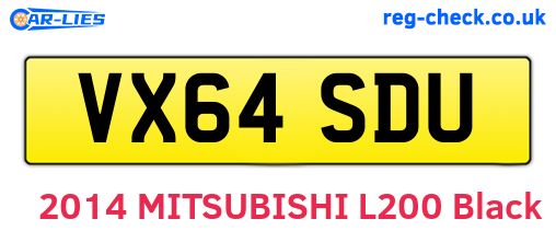 VX64SDU are the vehicle registration plates.
