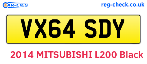 VX64SDY are the vehicle registration plates.