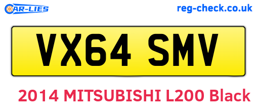VX64SMV are the vehicle registration plates.