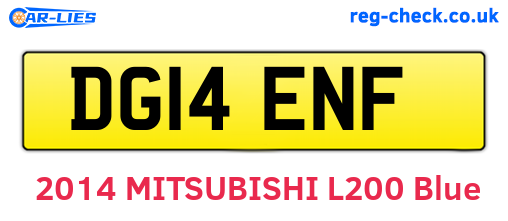 DG14ENF are the vehicle registration plates.