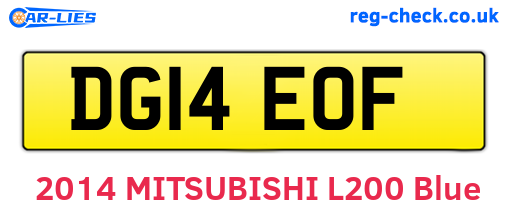 DG14EOF are the vehicle registration plates.