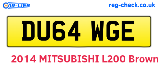 DU64WGE are the vehicle registration plates.