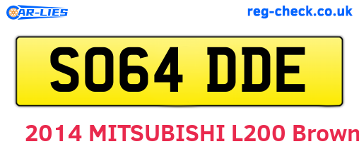 SO64DDE are the vehicle registration plates.