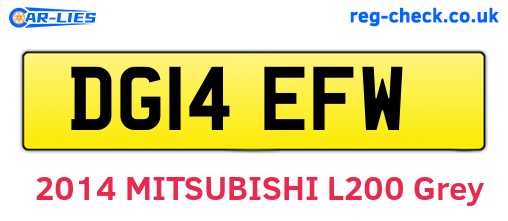 DG14EFW are the vehicle registration plates.