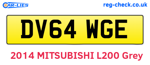 DV64WGE are the vehicle registration plates.