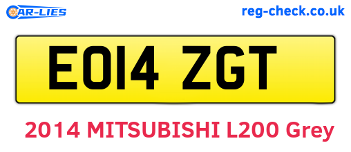 EO14ZGT are the vehicle registration plates.