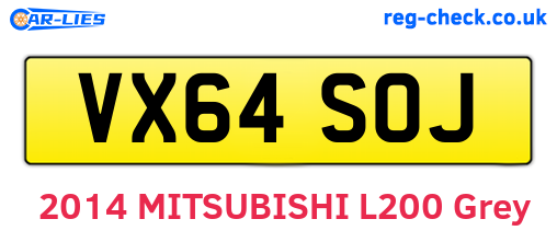 VX64SOJ are the vehicle registration plates.