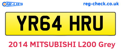 YR64HRU are the vehicle registration plates.