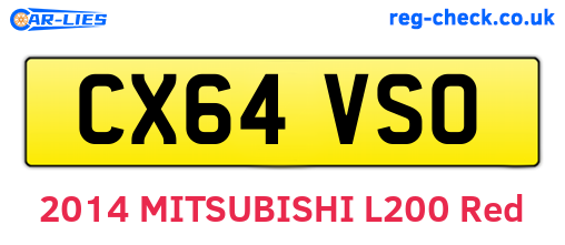 CX64VSO are the vehicle registration plates.