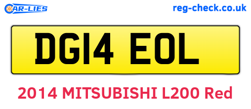 DG14EOL are the vehicle registration plates.