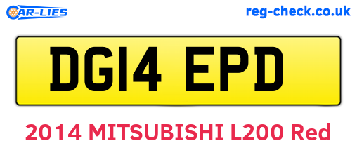 DG14EPD are the vehicle registration plates.