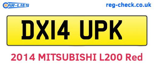 DX14UPK are the vehicle registration plates.